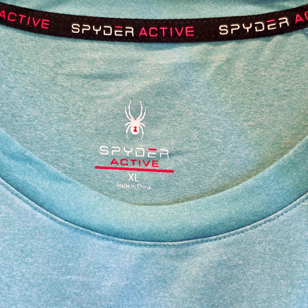 Spyder Active Shirt Womens Long Sleeve Pullover Top Sz XL Green Two Tone Stretch - Picture 4 of 13